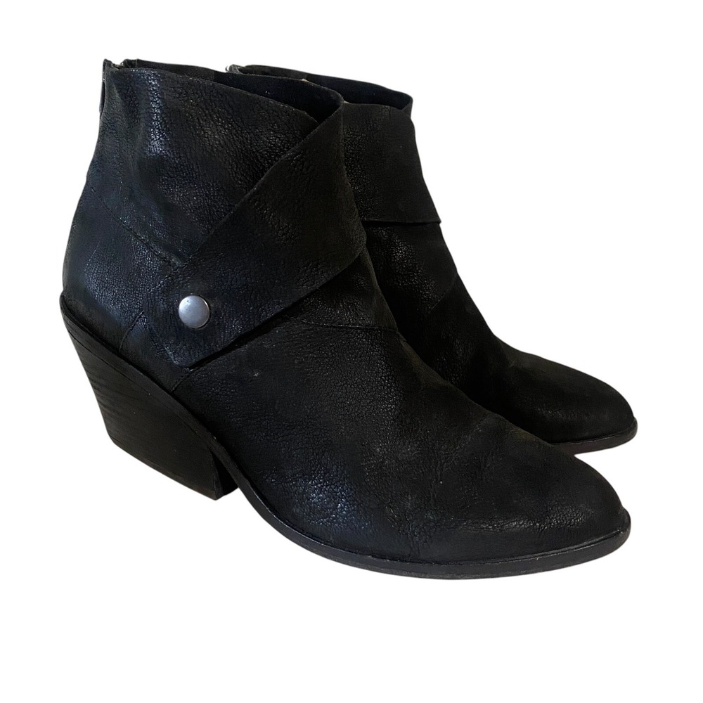 Eileen Fisher Womens Size 8 Black Leather Bootie Wedge Grunge Witchycore Witchy